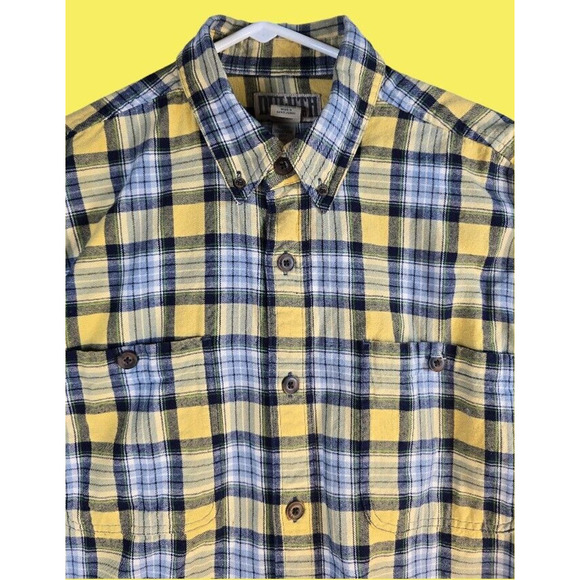 Duluth Trading Co Casual Shirt Men Size L Button Long Sleeve Blue,‎ Yellow. - Picture 3 of 8